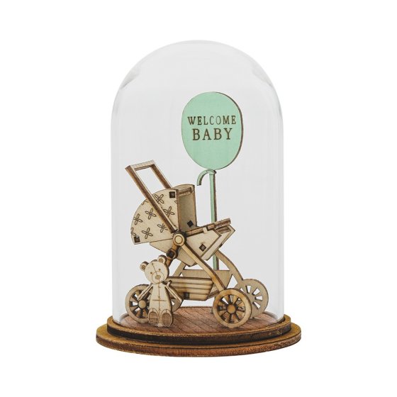 Glass Decoration: Welcome Baby - Blue (Dome)