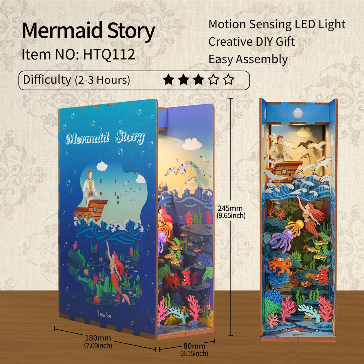 DIY Miniature House Book Nook Kit: Mermaid Story