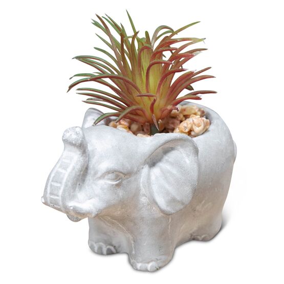 Mini Cement Effect Planter: Elephant with Succulent