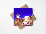 Greeting Card: Kelly Hood - Udderly Cool Blue Selfie at East pier Lighthouse, Co. Wicklow (Square)